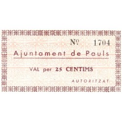 SPAIN - PAULS - MUNICIPAL COUNCIL - 25 CENTIMES