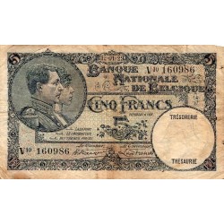 BELGIEN - PICK 97 - 5 FRANCS - 12/01/1929