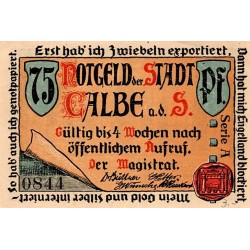 DEUTSCHLAND - NOTGELD - CALBE a.d. Saale stadt  - 75 PFENNIG - NON DATÉ (1921)