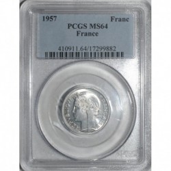 GADOURY 473b - 1 FRANC 1957 TYPE MORLON ALU - SPL PCGS MS 64 - KM 885a.1