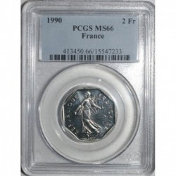 2 FRANCS 1990 - SEMEUSE  - FLEUR DE COIN - PCGS MS 66