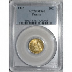 50 CENTIMES 1923 - CHAMBRE DU COMMERCE - FLEUR DE COIN - PCGS MS 66