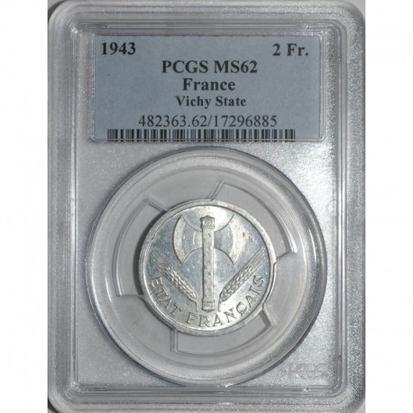 GADOURY 536 - 2 FRANCS 1943 TYPE ETAT FRANCAIS - SPL MS 62 - KM 903