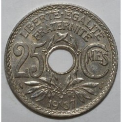 FRANCE - KM 867 - 25 CENTIMES 1937 - TYPE LINDAUER