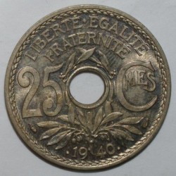 FRANCE - KM 867 - 25 CENTIMES .1940. - TYPE LINDAUER