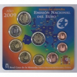 SPAIN - EURO SET 2009 - 9 Coins - Economic and Monetary Union - UEM 1999