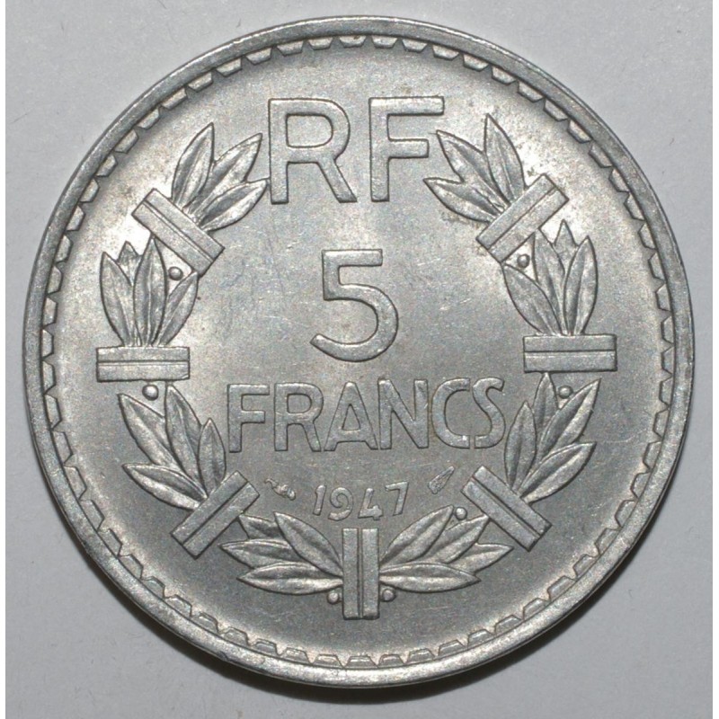 5 Francs 1947 Lavrillier Aluminium 9 Ouvert Superbe