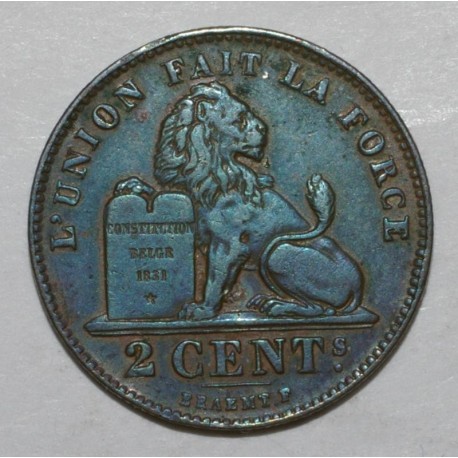 BELGIQUE - KM 35.1 - 2 CENTIMES 1909 sur 05 - LEOPOLD II - Légende Française