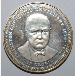 INSEL MAN - KM 30 - 1 CROWN 1974 - 100 Jahre seit der Geburt von Winston Churchill