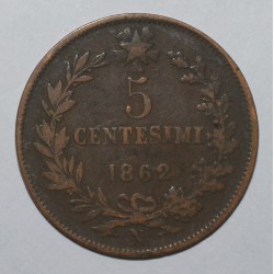 ITALIE - KM 3.3 - 5 CENTESIMI 1862 N - Naples - VITTORIO EMANUELE II