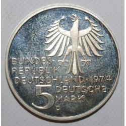 ALLEMAGNE - KM 139 - 5 MARK 1974 D - Munich - 250 ans du Philosophe Emmanuel Kant