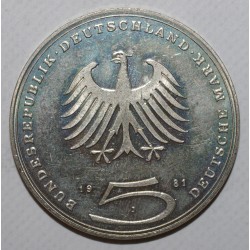 DEUTSCHLAND - KM 154 - 5 MARK 1981 J - Hamburg - 200 Jahre Schriftsteller Gotthold Ephraim Lessing