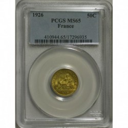 50 CENTIMES 1926 - CHAMBRE DU COMMERCE - FLEUR DE COIN - PCGS MS 65