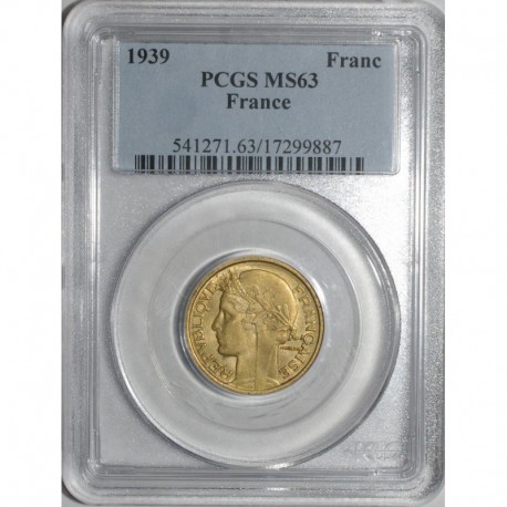 GADOURY 470 - 1 FRANC 1939 TYPE MORLON BRONZE ALU - SPL PCGS MS 64 - KM 885