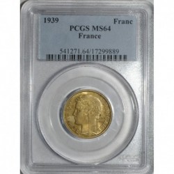 GADOURY 470 - 1 FRANC 1939 TYPE MORLON BRONZE ALU - SPL PCGS MS 64 - KM 885