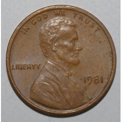 ÉTATS UNIS - KM 201 - 1 CENT 1981 - LINCOLN - MEMORIAL PENNY