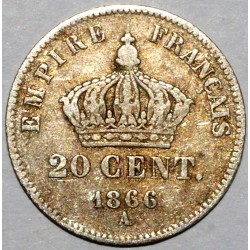 GADOURY 308 - 20 CENTIMES 1866 A Paris TYPE NAPOLEON III - TB+ - KM 805