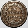 GADOURY 187 - 1 DECIME 1799 - 1800 AN 8 AA - Metz - TYPE DEFINITIF - KM 644.1