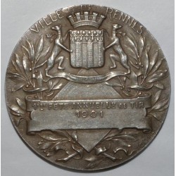 MEDAILLE - RENNES - 35 -  1ère FETE ANNUELLE DE TIR - 1901 - ARGENT