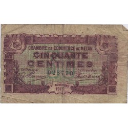 COUNTY 77 - MELUN - CHAMBER OF COMMERCE - 50 CENTIMES 1919 - F