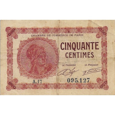 KOMITAT 75 - PARIS - HANDELSKAMMER - 50 CENTIMES 1920 - SS