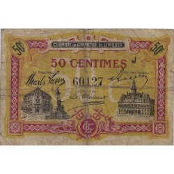 87 - LIMOGES - CHAMBRE DE COMMERCE - 50 CENTIMES 1923 - TRES BEAU