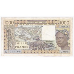 B C E A O - COTE D'IVOIRE - PICK 107 ae - 1 000 FRANCS 1984 - TRES TRES BEAU