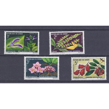 KONGO - 4 BRIEFMARKEN - 1, 2, 3 ET 5 FRANCS - 1970 - BLUMEN