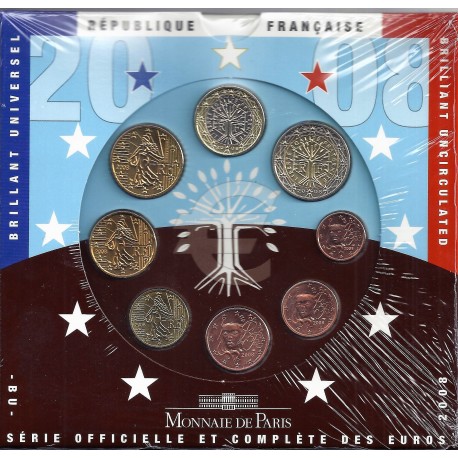 FRANCE - COIN SET BU 2008 - 8 COINS - MONNAIE DE PARIS