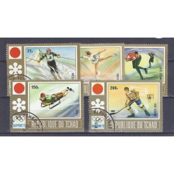 TSCHAD - 5 TIMBRES - 25, 75 130, 150 UND 200 FRANCS - 1972 - O.S. VON SAPPORO