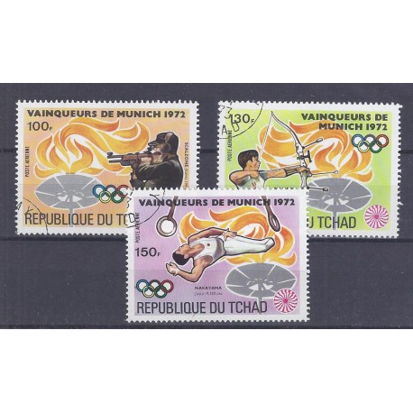 TSCHAD - 3 BRIEFMARKEN - 100, 130 ET 150 FRANCS - 1972 - O.S. VON MÜNCHEN