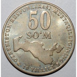 USBEKISTAN - KM 15 - 50 SO'M 2001 - 10. Jahrestag der Unabhängigkeit