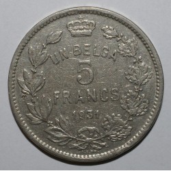 BELGIEN - KM 97 - 5 FRANCS 1931 - RAND A  - FRANZÖSISCH LEGENDE