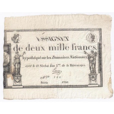 ASSIGNAT OF 2 000 FRANCS - 07/01/1795 - NATIONAL DOMAINS