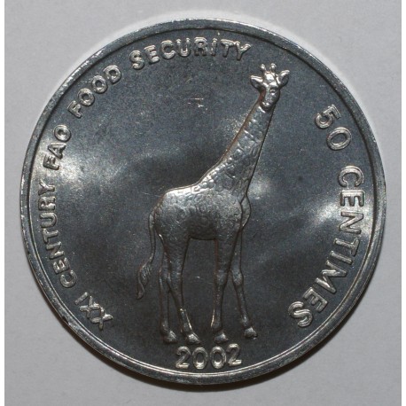 CONGO - KM 78 - 50 CENTIMES 2002 - Giraffe