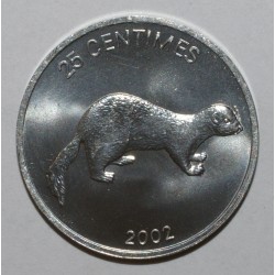 CONGO - KM 76 - 25 CENTIMES 2002 - African striped weasel