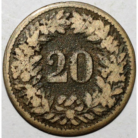 SWITZERLAND -  KM 7 - 20 RAPPEN 1858 B