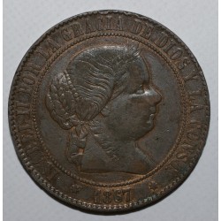 SPAIN - KM 636.5 - 5 CENTIMOS 1867 - VF