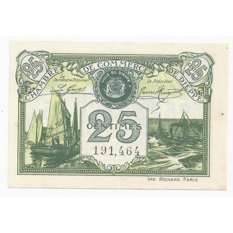 KOMITAT 76 - DIEPPE - HANDELSKAMMER - 25 CENTIMES 1920 - VZ/VZ-ST