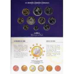 FRANCE - COFFRET BRILLANT UNIVERSEL 2000 variété 1 centime avec Rebord - 10 PIECES