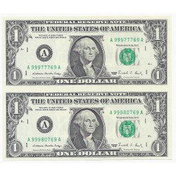 USA - Lot of 2 banknotes of 1 $ - Not separated