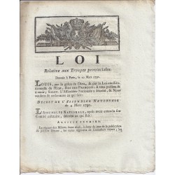 LUDWIG XVI UND DU PORT - GESETZ VOM 20. MÄRZ 1791 - PROVINZIELLE TRUPPEN - Handschriftliche Unterschrift vonLouis Fauchieu