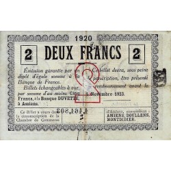 80 - AMIENS - CHAMBRE DE COMMERCE - 2 FRANC 1922