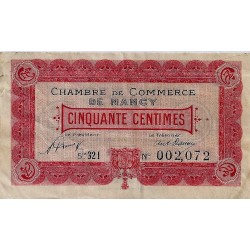 54 - NANCY - CHAMBRE DE COMMERCE - 50 CENTIMES 1921 - TRES BEAU