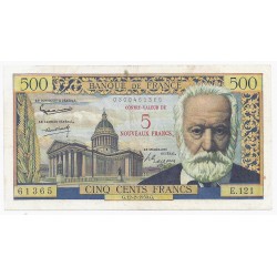 FRANCE - PICK 137 - OVERPRINT 5 NF ON 500 FRANCS VICTOR HUGO - 12/02/1959