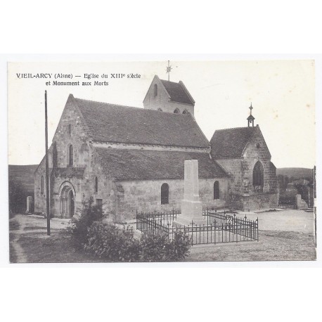 02160 - VIEIL ARCY - EGLISE DU XIII SIECLE ET MONUMENT AUX MORTS