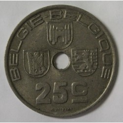 BELGIUM - KM 115 - 25 CENTIMES 1938