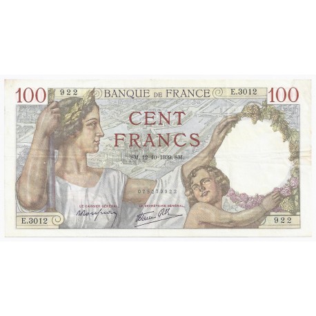 FAY 26/10 - 100 FRANCS SULLY - 12/10/1939 - PICK 94