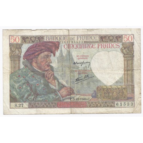 FRANCE - PICK 93 - 50 FRANCS JACQUES COEUR - 05/12/1940