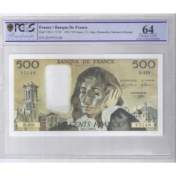 FRANCE - PICK 156 - 500 FRANCS TYPE PASCAL - 02/01/1992 - D.359 - PCGS 64